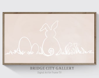 Samsung Frame TV Art Easter, Bunny, Easter Eggs, Spring, Neutral, Minimalist, Art for Frame TV, Instant Digital Download
