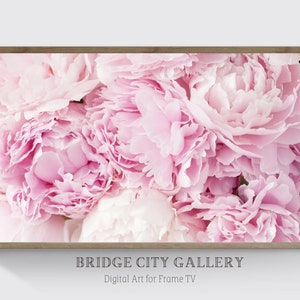 Samsung Frame TV Art Flowers, Pink Peonies, Spring, Wedding Flowers, Engagement Party, Floral Art for Frame TV, Instant Download