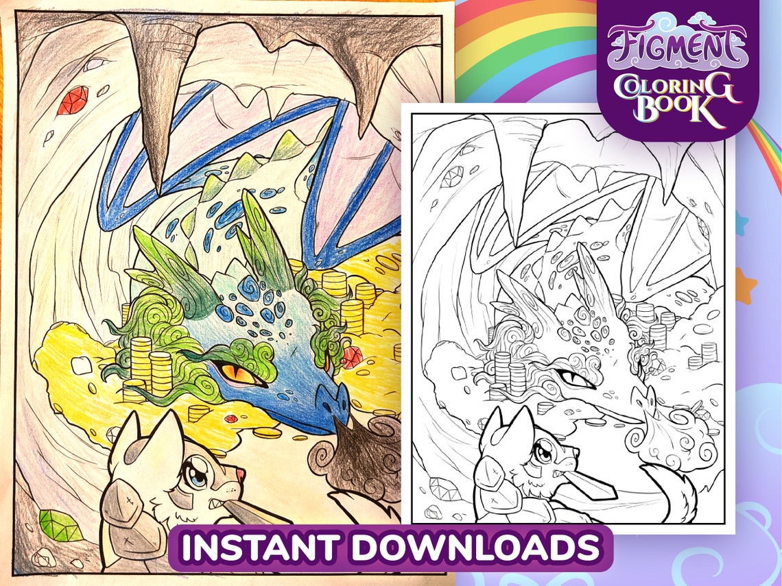 Mythical Creatures Coloring Book Bundle, Fantasy Animal Coloring Pages, Instant Digital Download