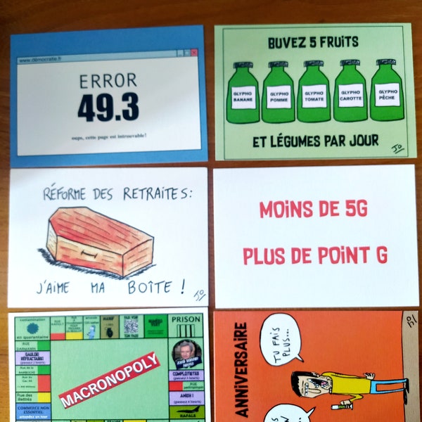 Lot de 6 cartes postales humoristiques (1)