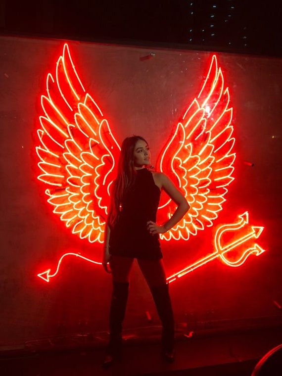 Néon Ailes d'ange, Décor de Salon, d'ailes Angéliques Personnalisées, Enseigne Néon Mariage, Décorat