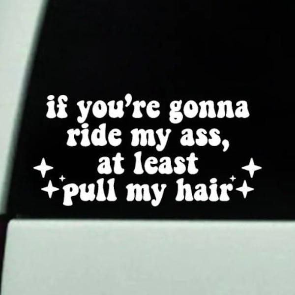 If You’re Gonna Ride My Ass Pull My Hair v2 Wall Decal Art Sticker Decor Car Truck Window Windshield Mom Bad Bitch Funny Cute Trendy Girls