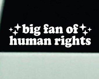 Big Fan Of Human Rights Car Decal Bumper Sticker Truck Window Windshield Mirror Quote Vinyl America USA FDT Democrat Mexican Fuck Ice