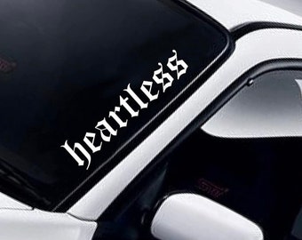 Heartless Quote Wall Decal Art Sticker Vinyl Home Decor Car Truck Window Windshield JDM Racing Race Broken Heart Club Funny Men