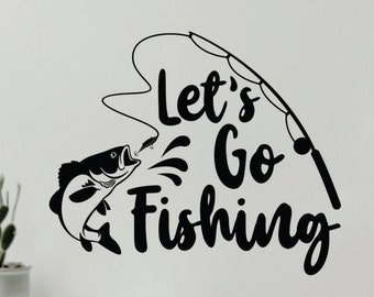 Lets Go Fishing Quote Wall Decal Art Sticker Vinyl Home Decor