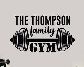 Custom Family Gym Quote Wall Decal Art Sticker Vinyl Home Decor Girls Boys Workout Exercise Lift Fitness Motivational Sports Last Name