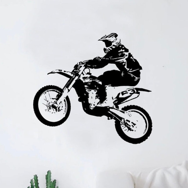 Dirtbiker Wall Decal Art Sticker Vinyl Home Decor Girls Boys Teen Bedroom Kids Sports Bike Motocross Moto X Extreme Dirt Ride