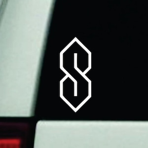 May include: White outline of the letter 'S' in a stylized, geometric shape on a black background. The 'S' is a popular symbol in hip-hop culture.