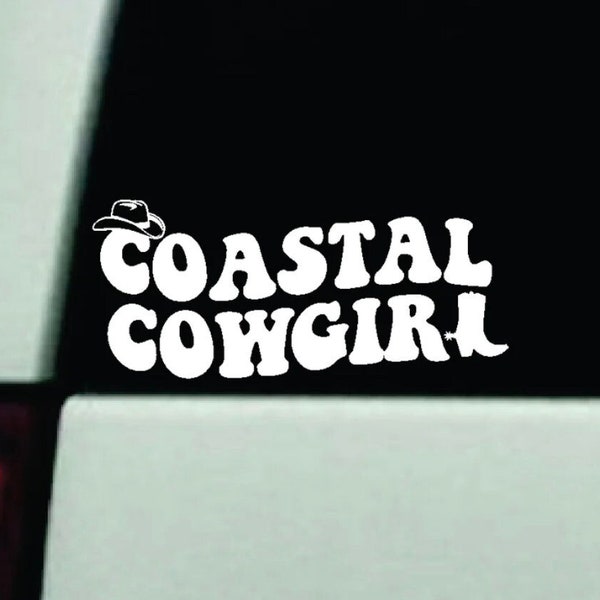 Coastal Cowgirl Wall Decal Art Sticker Decor Car Truck Window Windshield Mirror JDM Mom Cute Trendy Girls Groovy Cowboy Beach Boots Hat
