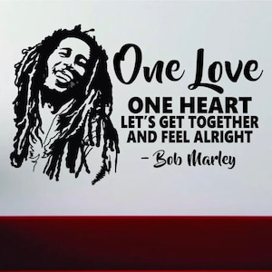 One Love One Heart Quote Wall Decal Art Sticker Vinyl Home Decor Boys Girls Music Lyrics Reggae Love Family Bob Marley Inspirational