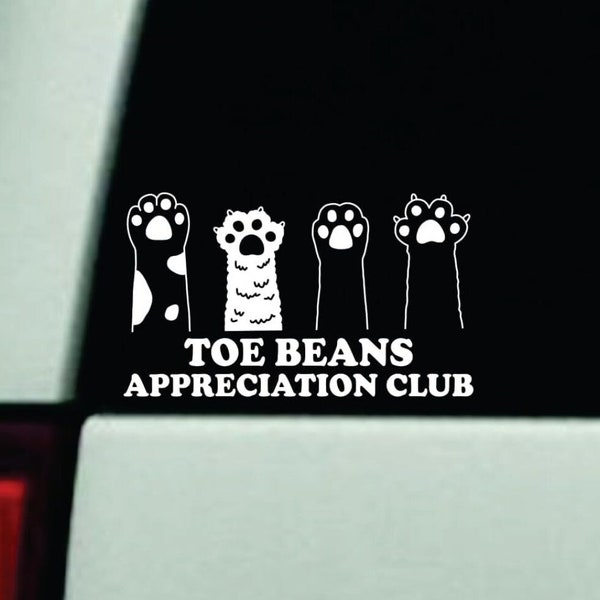 Toe Beans Appreciation Club Cat Car Decal Sticker Mirror Truck Window Windshield Girls Funny Cute Trendy Animals Kitten Meow Kitty Paws