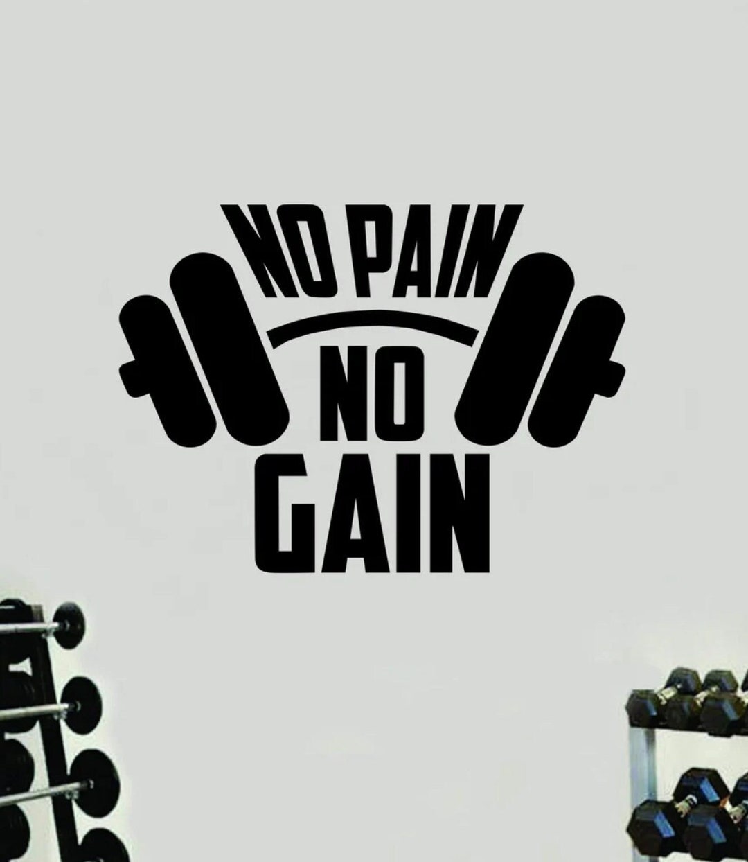 No Pain No Gain V8 Gym Quote Wall Decal Art Sticker Vinyl Home Decor ...