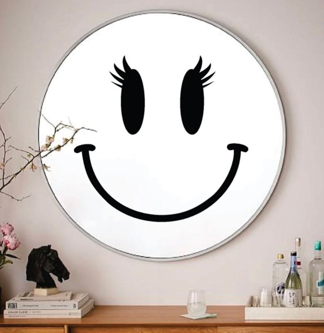 Smiley Gesicht Wimpern für Spiegel Wandaufkleber Kunst Aufkleber