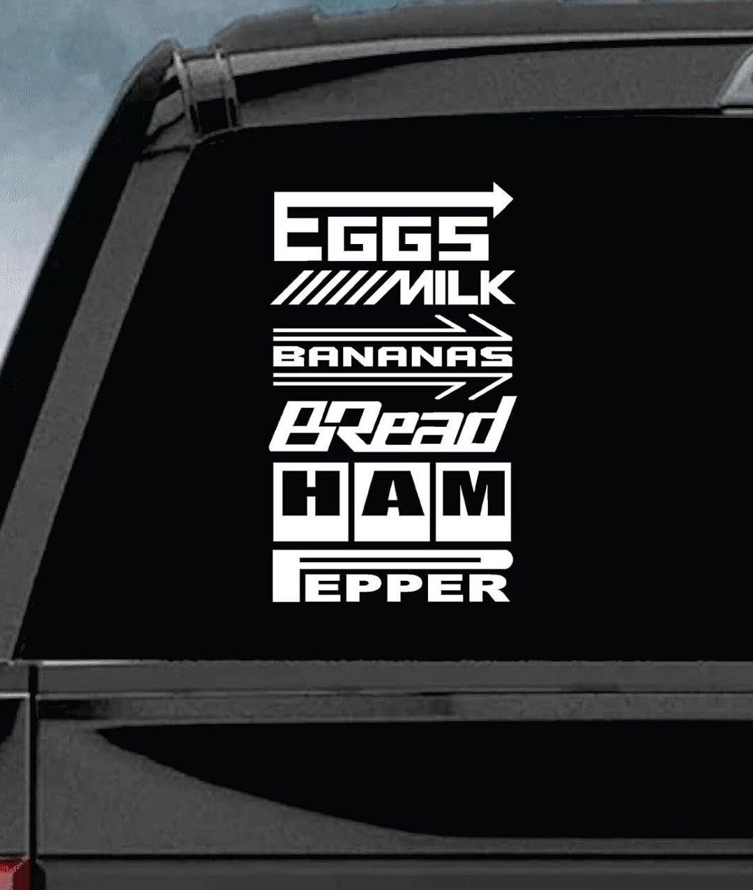Eggs Milk Banana Bread Ham Pepper Car Decal Truck Window Windshield JDM