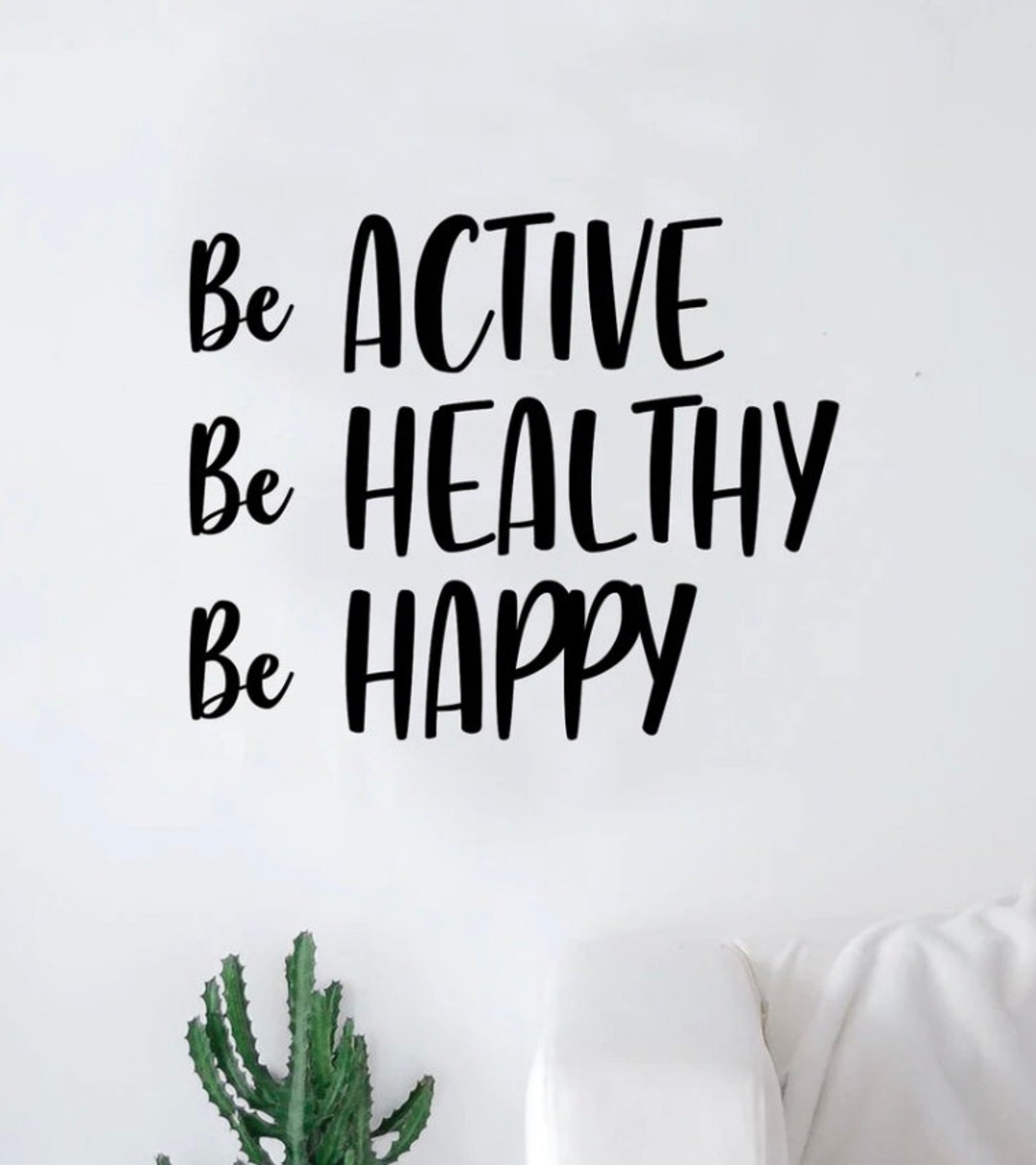 Active Healthy Happy Gym Quote Wall Decal Art Sticker Vinyl - Etsy ...