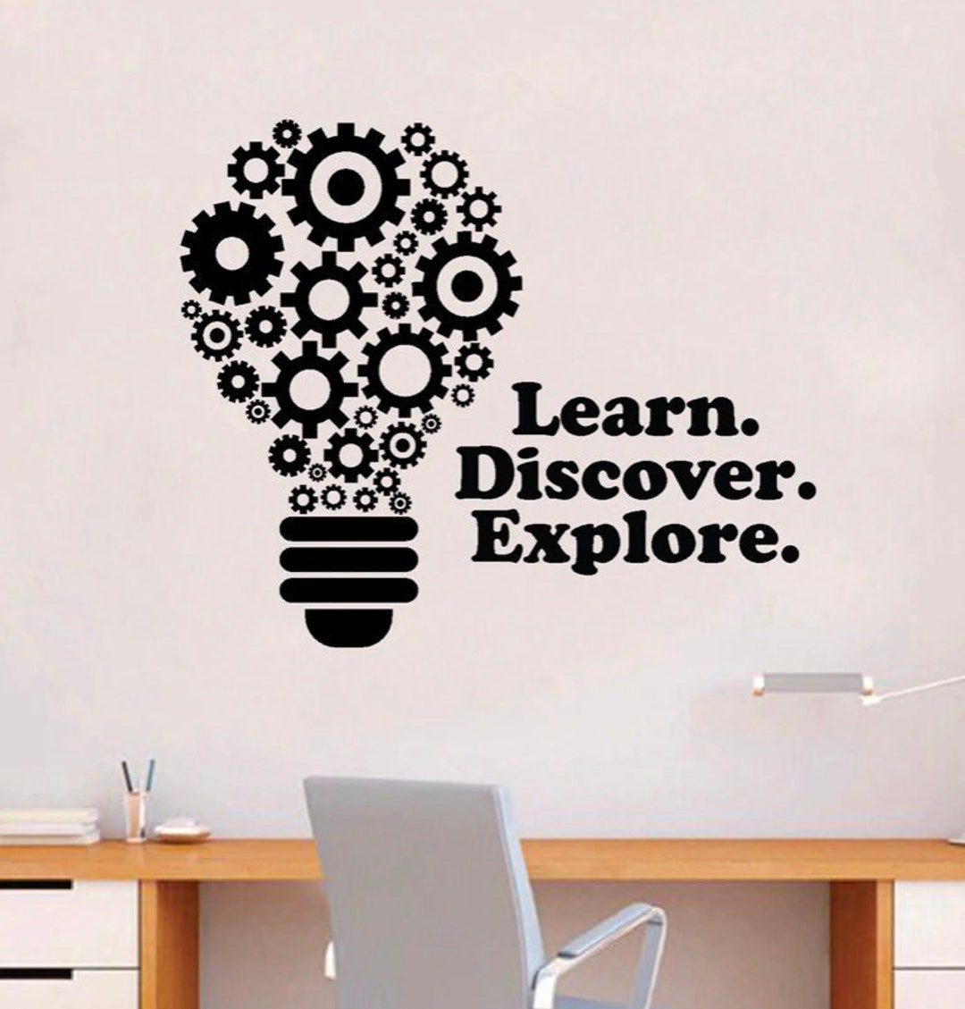 Lightbulb Gears Learn Discover Explore Wall Decal Art Sticker