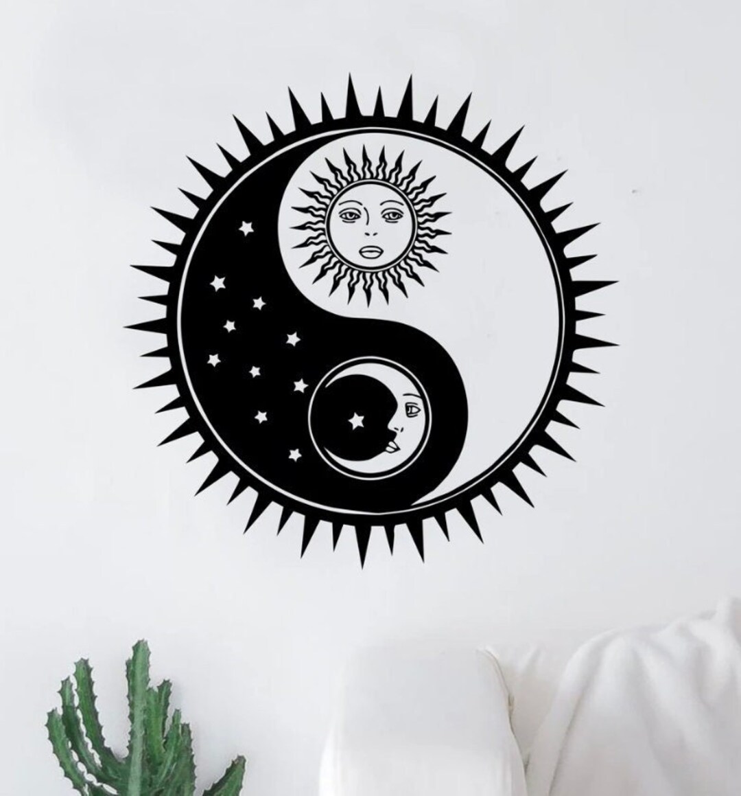 Sun Moon Yin Yang Wall Decal Art Sticker Vinyl Home Decor Girls Boys ...