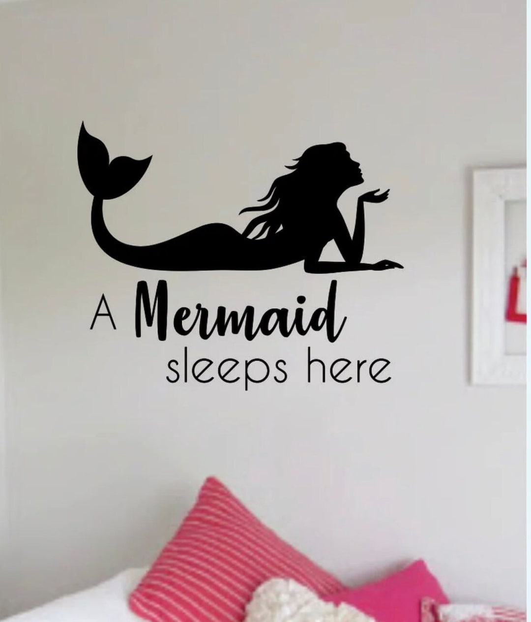 A Mermaid Sleeps Here Wall Decal Art Sticker Vinyl Home Decor Girls ...