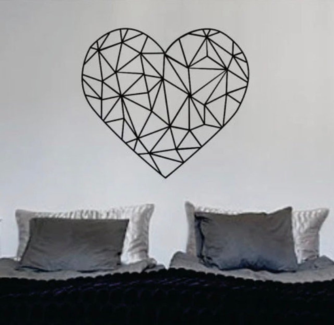 Geometric Heart Wall Decal Art Sticker Vinyl Home Decor Girls Boys Kids ...