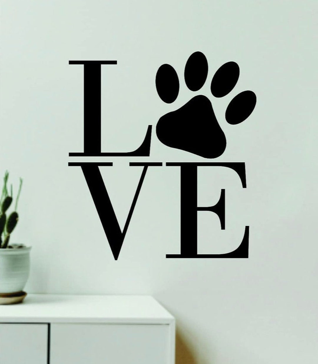 Love Dog Paw Print Wall Decal Art Sticker Vinyl Home Decor Girls Boys ...