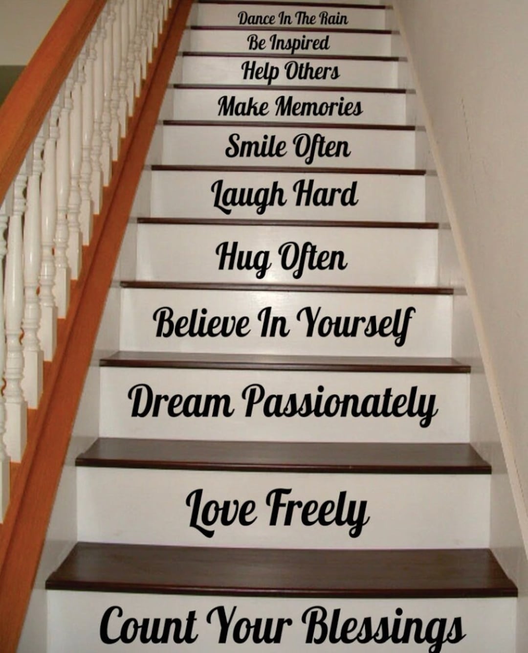 Count Your Blessings Stairs Quote Wall Decal Art Sticker Vinyl Home