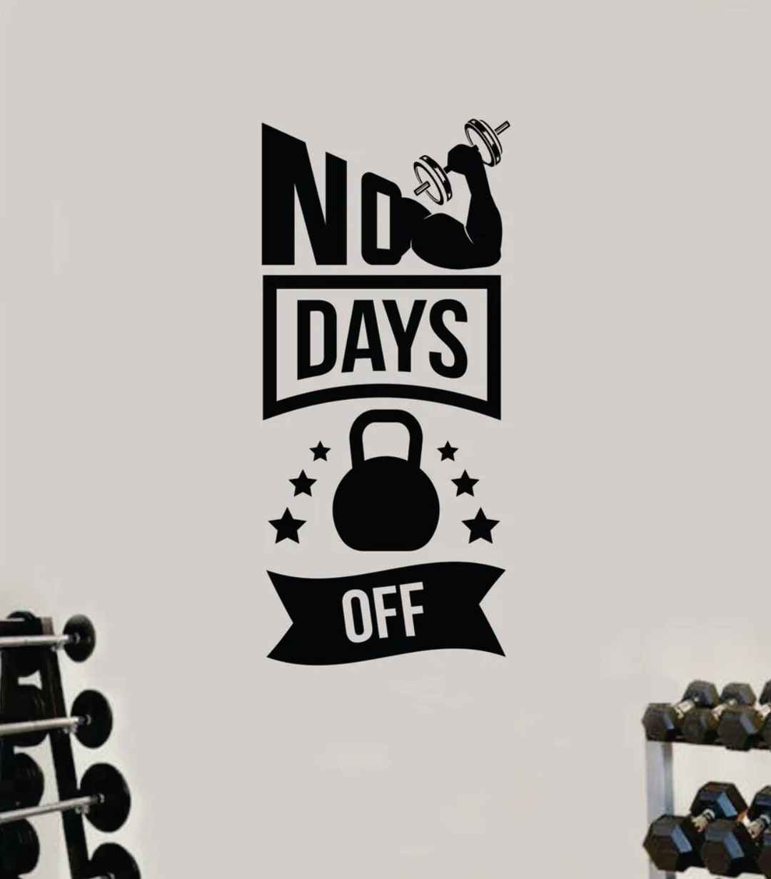 No Days off V2 Gym Quote Wall Decal Art Sticker Vinyl Home Decor Girls ...