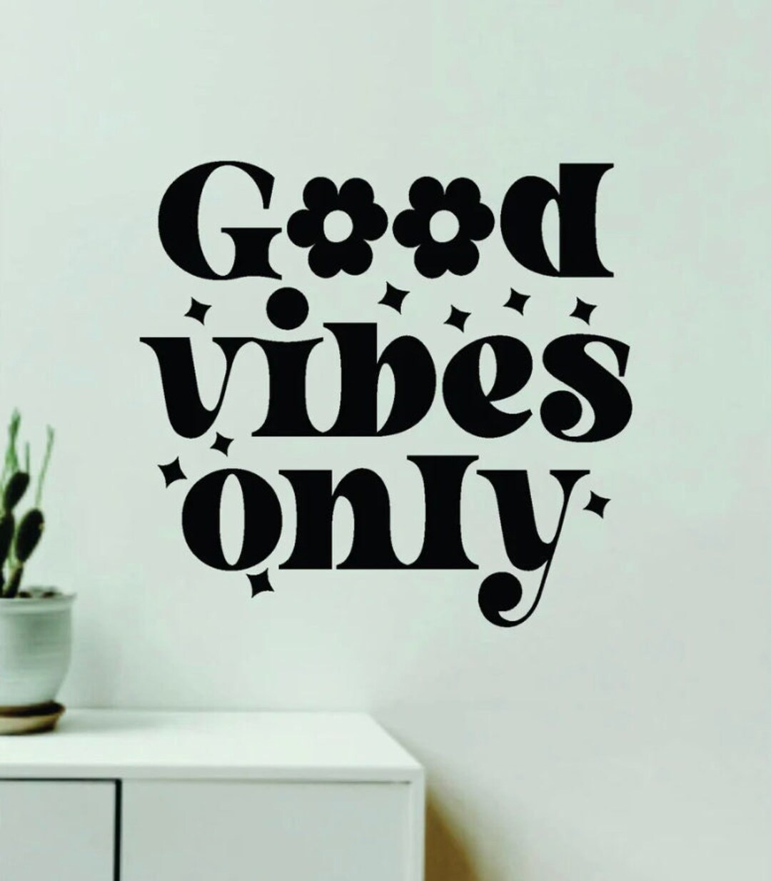 Good Vibes Flowers Wall Decal Home Decor Art Sticker Vinyl Bedroom Teen
