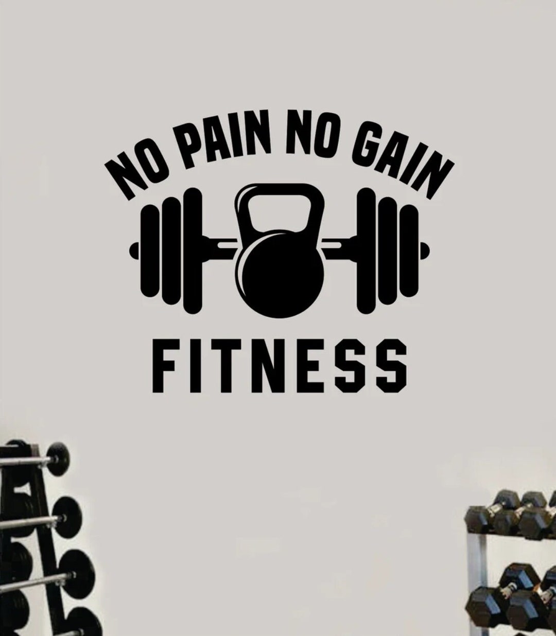 No Pain No Gain Fitness Gym Quote Wall Decal Art Sticker Vinyl Home ...