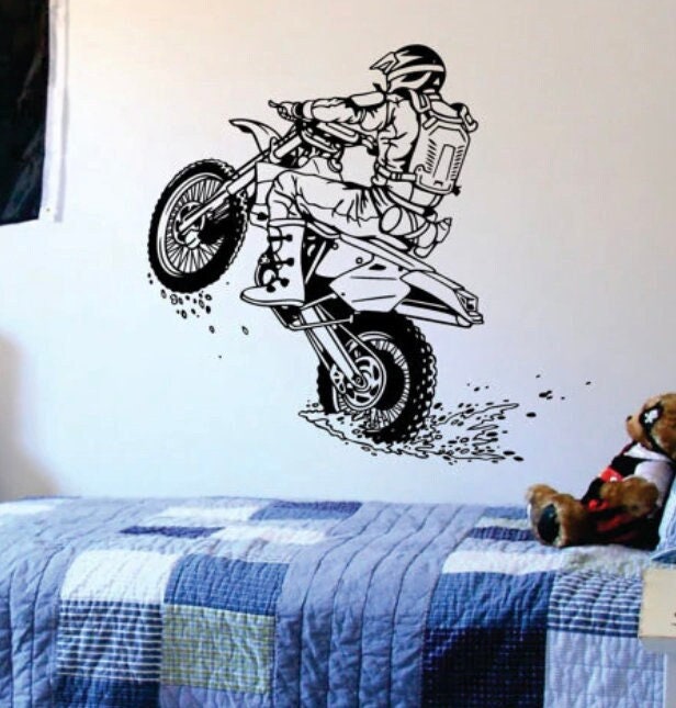 Dirtbiker Wall Decal Art Sticker Vinyl Home Decor Girls Boys Teen Bedroom  Kids Sports Bike Motocross Moto X Extreme Dirt Ride