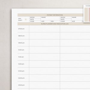 Medication Sheet - Two Patient | Nursing Notes | Nurse To Do List - Day Shift | Printable PDF | Nurse Hourly Schedule | Medication Chart