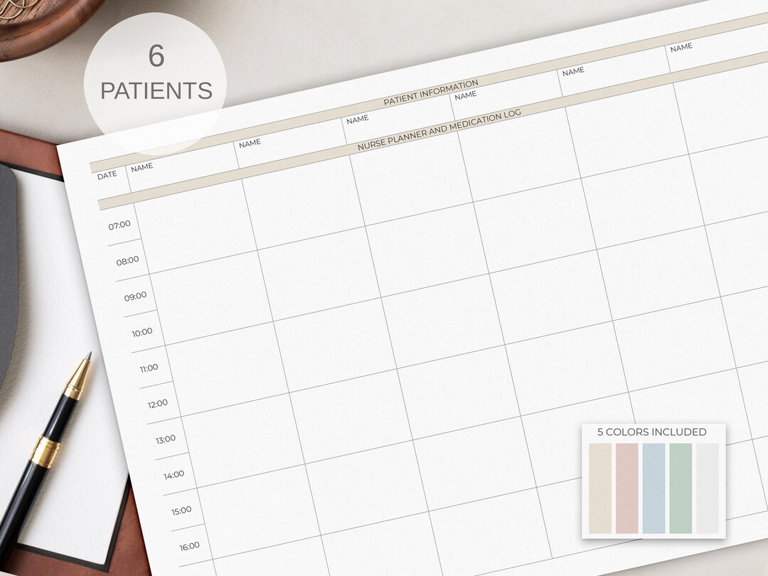 Nurse Medication Sheet - 6 Patients | Nursing Shift Planner ...