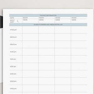 Calendrier de médication - Quatre patients | Notes infirmières | Infirmière à faire - Quart de nuit | Rapport sur le quart de travail infirmier | Horaire horaire | Tableau des médicaments