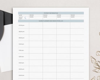 Medication Schedule - Four Patients | Nursing Notes | Nurse To Do - Night Shift | Nursing Shift Report | Hourly Schedule | Medication Chart