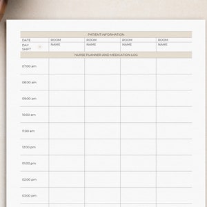 Calendrier de médication - Quatre patients | Notes infirmières | Infirmière à faire - Quart de jour | Rapport sur le quart de travail infirmier | Horaire horaire | Tableau des médicaments
