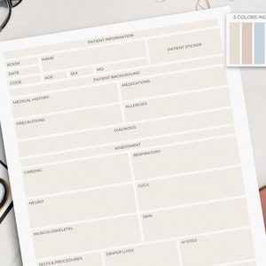 Nursing Report Sheet | Nurse Report | Printable PDF | Nurse Brain Sheet | Nurse Notes | Nurse Hand-off | Patient Assessment