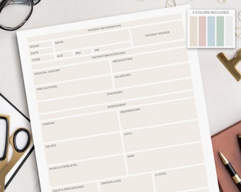 Nursing Report Sheet | Nurse Report | Printable PDF | Nurse Brain Sheet | Nurse Notes | Nurse Hand-off | Patient Assessment