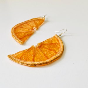 Real Orange Half Sliced Resin Earrings