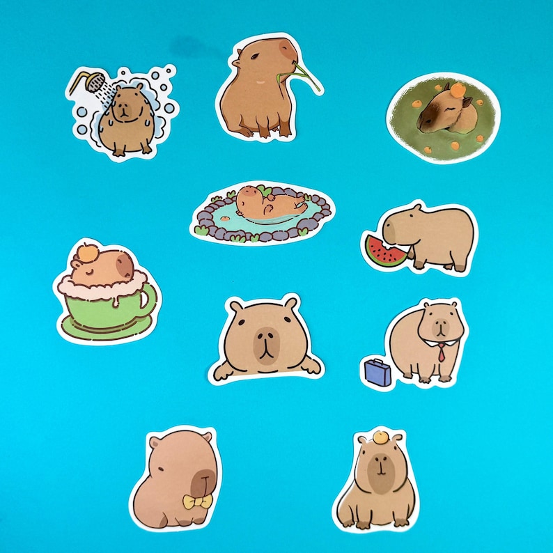 Pack of 50 Capybara Stickers - Party Bag fillers - Vinyl stickers image 5