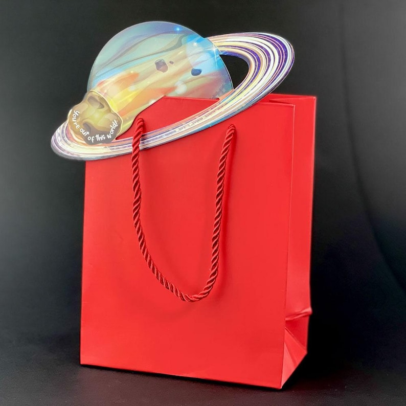 Space Party Bags - Luxury Birthday bags - Spacel Party Gift Bag - Paper gift bags - Kids Goodie Bag Red