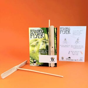 a bamboo flyer and a wooden stick, with the flyer being a book-like object and the stick being a wooden stick.