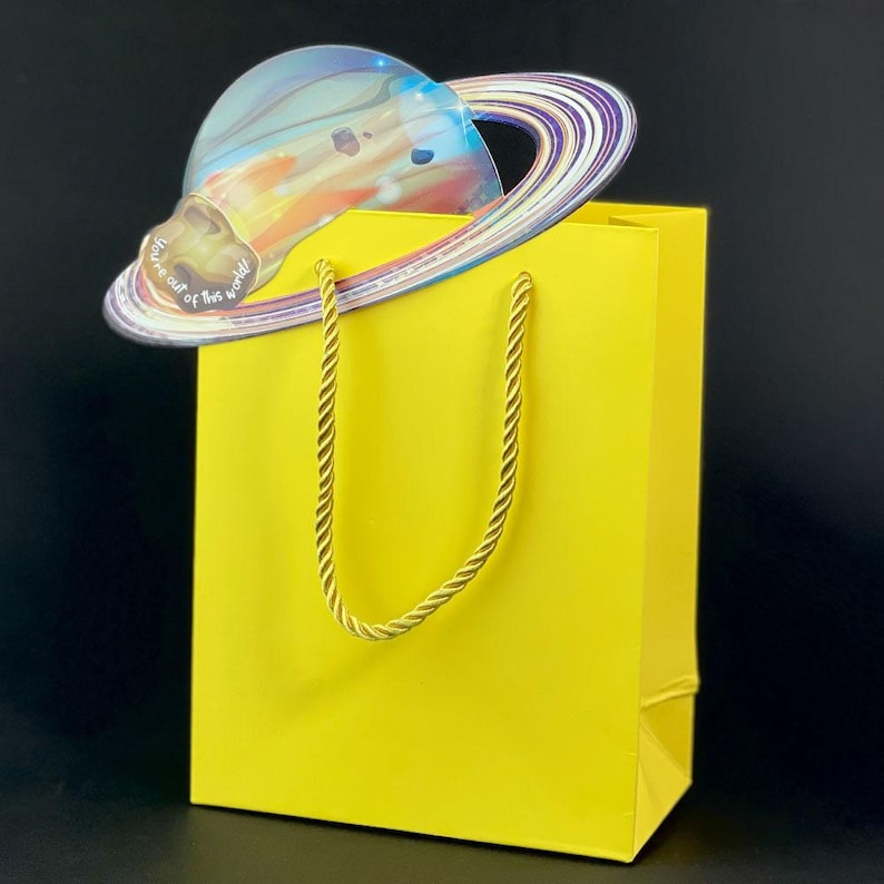 Space Party Bags - Luxury Birthday bags - Spacel Party Gift Bag - Paper gift bags - Kids Goodie Bag Yellow
