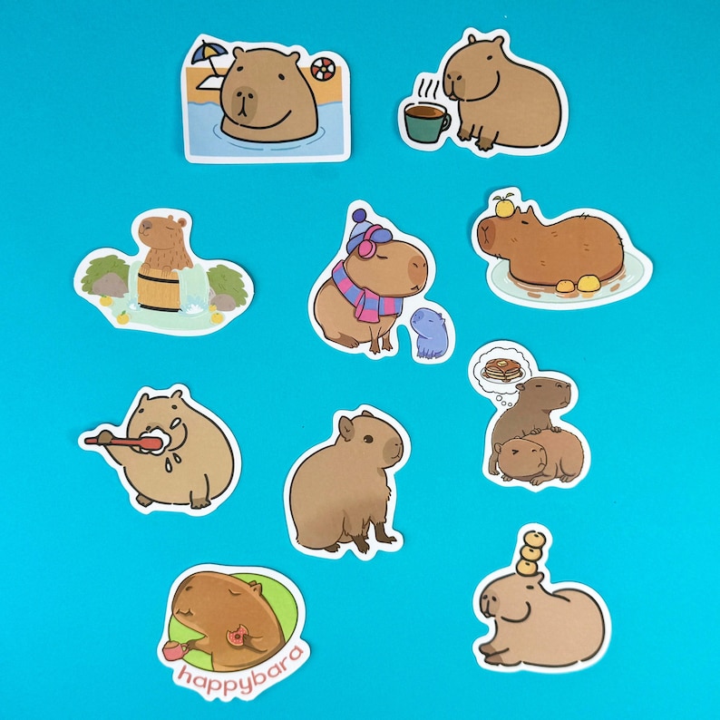 Pack of 50 Capybara Stickers - Party Bag fillers - Vinyl stickers image 3