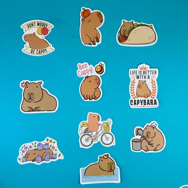Pack of 50 Capybara Stickers - Party Bag fillers - Vinyl stickers image 6