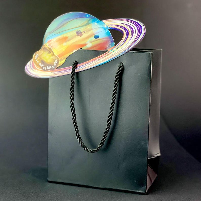 Space Party Bags - Luxury Birthday bags - Spacel Party Gift Bag - Paper gift bags - Kids Goodie Bag Black