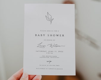 Minimalist Baby Shower Invitation Template, Gender Neutral Baby Shower Invite, Modern Baby Shower Invite, Simple, Instant Download, Templett