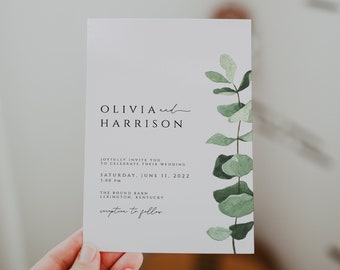 Greenery Wedding Invitation Suite, Eucalyptus Wedding Invitation Template, Wedding Invitations, Greenery Invite Template Download, Botanical