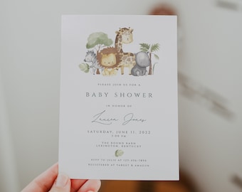 Editable Safari Baby Shower Invitation, Jungle Baby Shower Invite, Boy Baby Shower, Animals Invitations, Printable Template,Instant Download