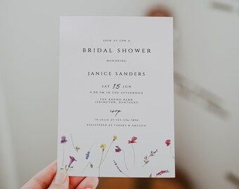 Boho Bridal Shower Invitation Template Wildflower Bridal Shower Invitation Bohemian Invitation Elegant Bridal Shower Invite Instant Download