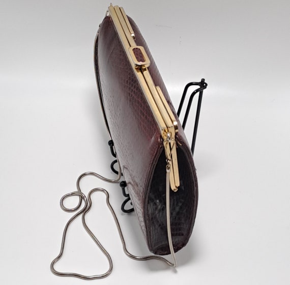 Vintage Etra Snakeskin Patterned Leather Dark Bur… - image 3