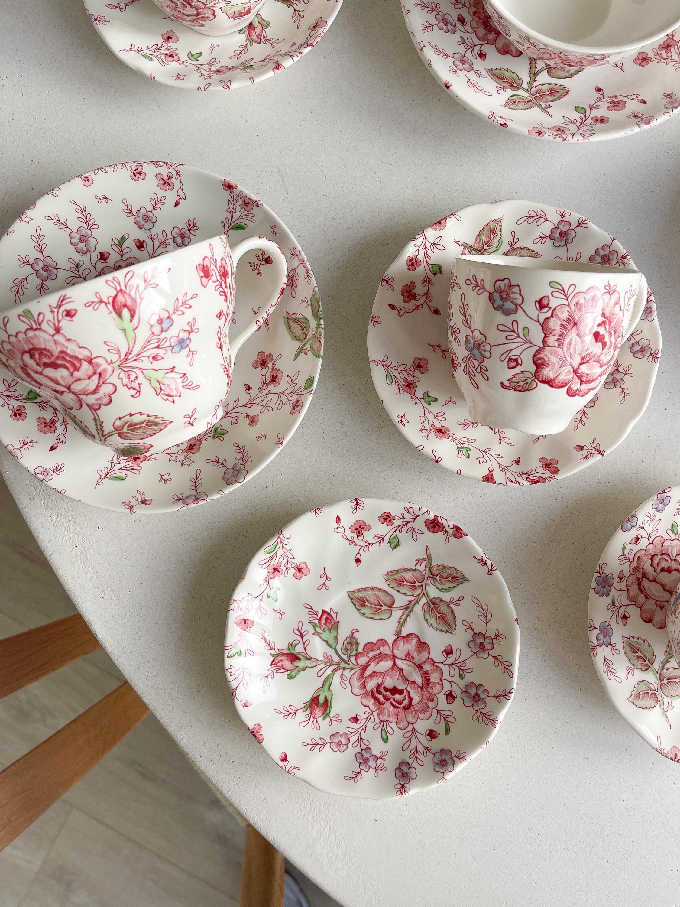 Johnson Brothers Rose Chintz Set Tea Cups Coffee Cups
